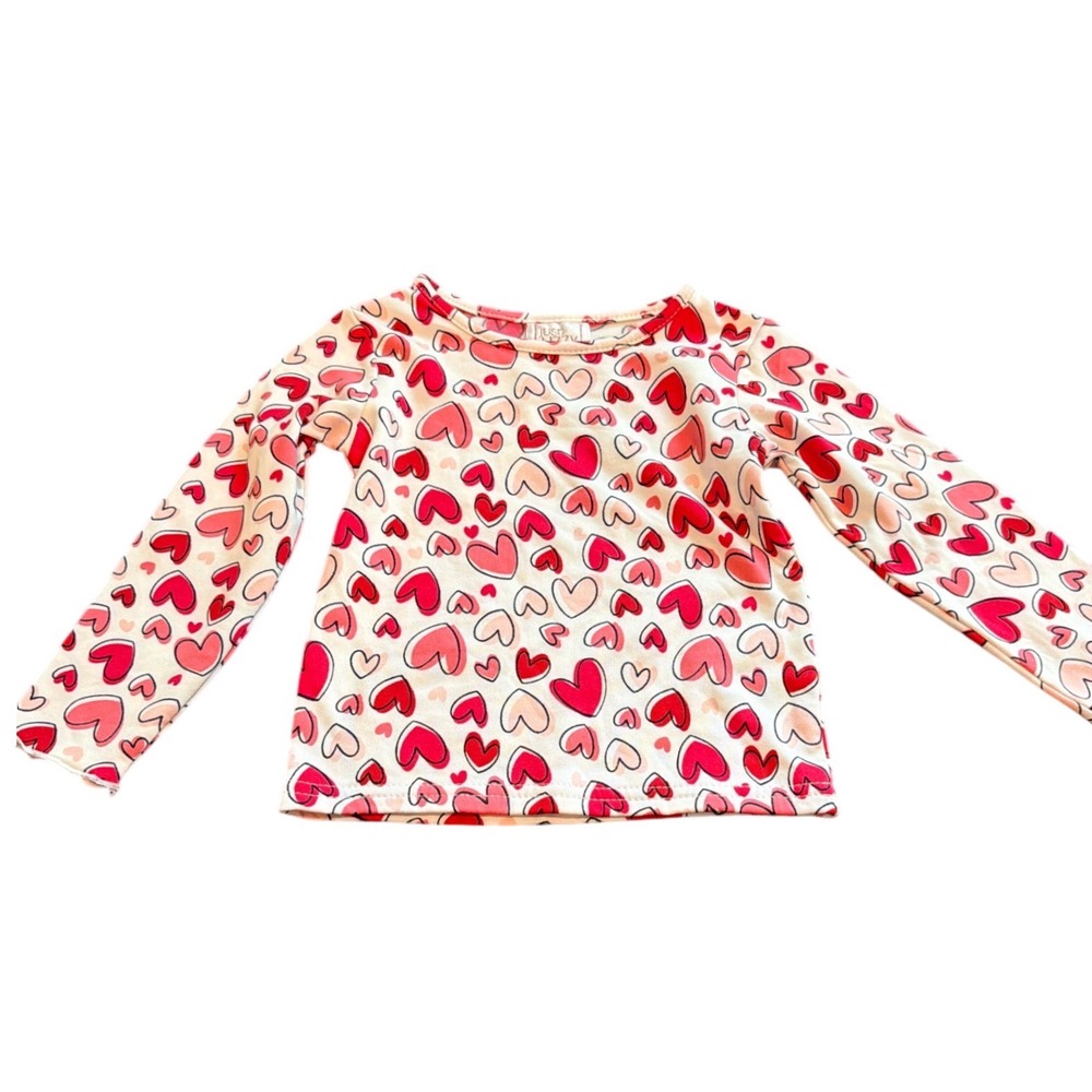 Just Lizzy Girls Red Pink Heart Print Long Sleeve Top Shirt 2T